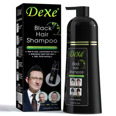 Dexe Black Hair Shampoo Instant Hair Blackening Dye For Men Women Black Color